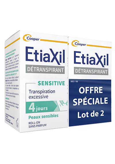 ETIAXIL
Déodorant détranspirant
Peaux sensibles aisselles
2 x 15 mL